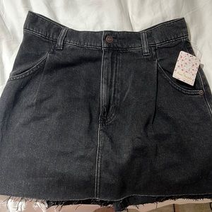 Free People Black Denim Skirt